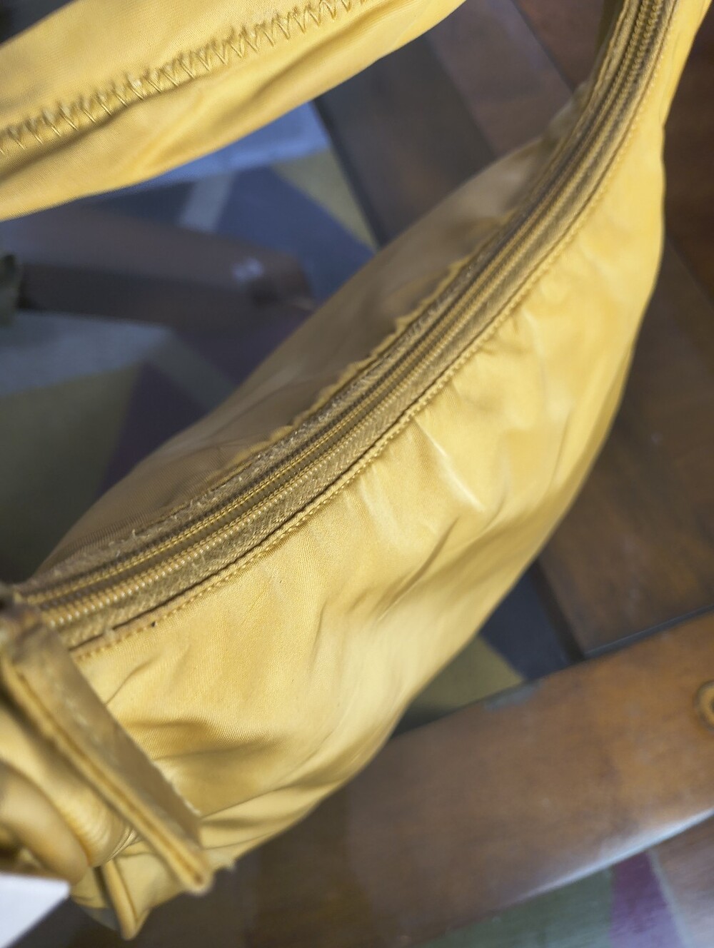 Vintage Prada Rare Yellow Tessuto Nylon Hobo Shoulder Bag | Made in Italy | Y2K - Picture 11 of 12